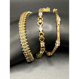 Vintage LOT OF 3 CZ Crystals Vermeil Elegant Bracelets